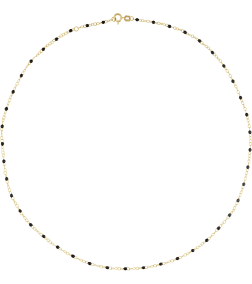 Ch1257 Chain 14K Yellow Black 17-18 In 2 Mm Enamel Bead Adjustable Chain