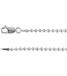 Ch437 14K White Bead 2 Mm 18 In Lobster Clasp Polished Hollow Bead Chain