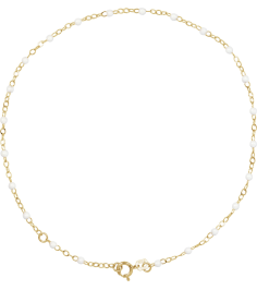 Ch1257 Chain 14K Yellow White 9-10 In 2 Mm Enamel Bead Adjustable Chain