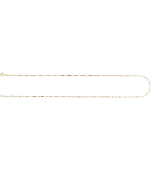 Ch1257 Chain 14K Yellow White 9-10 In 2 Mm Enamel Bead Adjustable Chain