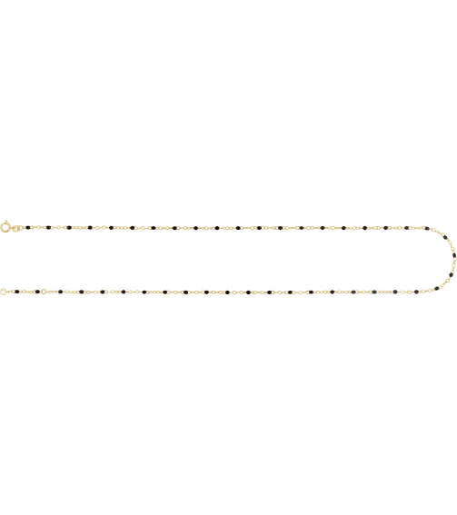 Ch1257 Chain 14K Yellow Black 9-10 In 2 Mm Enamel Bead Adjustable Chain