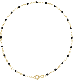 Ch1257 Chain 14K Yellow Black 9-10 In 2 Mm Enamel Bead Adjustable Chain
