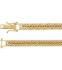 Ch1258 18K Yellow Curb 6.2 Mm 7 12 In Fold Over Clasp Polished Diamond Cut Triple Curb Chain