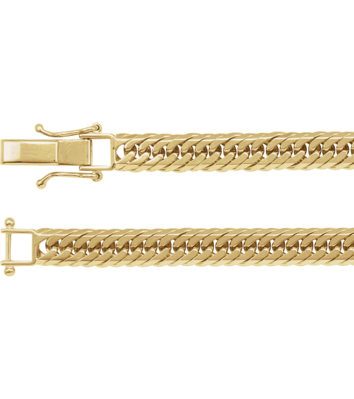 Ch1258 18K Yellow Curb 6.2 Mm 7 12 In Fold Over Clasp Polished Diamond Cut Triple Curb Chain