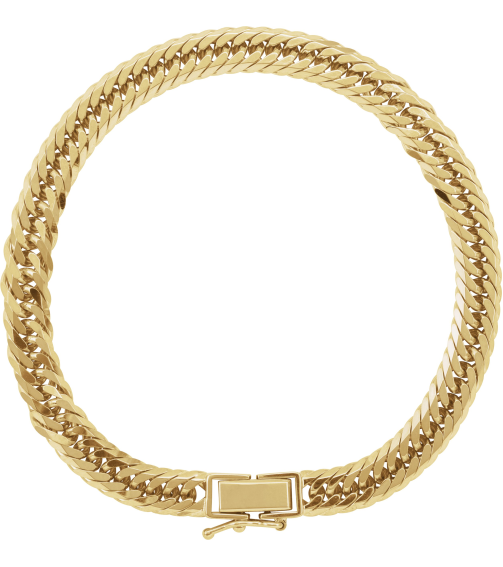 Ch1258 18K Yellow Curb 6.2 Mm 7 12 In Fold Over Clasp Polished Diamond Cut Triple Curb Chain
