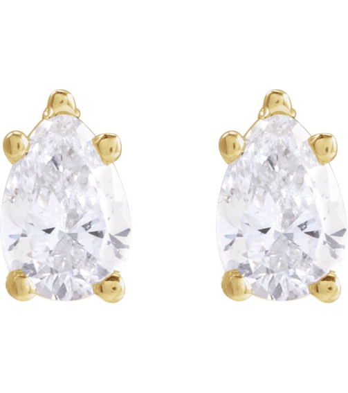 87507 Earring Set Natural Diamond Pear 5 X 3 Mm 14K Yellow Pair Friction Backs Included Polished 38 Ctw Natural Diamond Tapered Basket Earrings