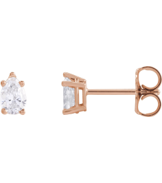 87507 Earring Set Natural Diamond Pear 5 X 3 Mm 14K Rose Pair Friction Backs Included Polished 38 Ctw Natural Diamond Tapered Basket Earrings
