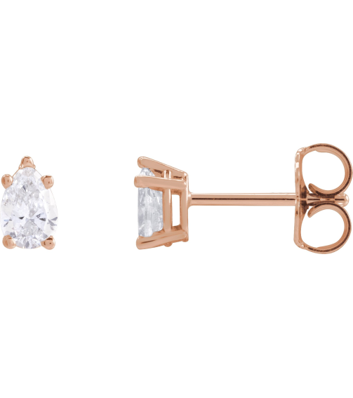 87507 Earring Set Natural Diamond Pear 5 X 3 Mm 14K Rose Pair Friction Backs Included Polished 38 Ctw Natural Diamond Tapered Basket Earrings