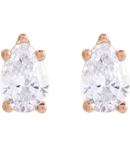 87507 Earring Set Natural Diamond Pear 5 X 3 Mm 14K Rose Pair Friction Backs Included Polished 38 Ctw Natural Diamond Tapered Basket Earrings