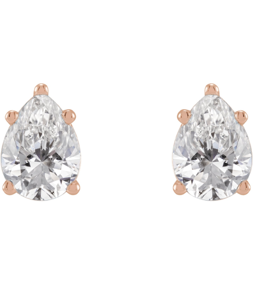 87507 Earring Set Natural Diamond Pear 6 X 4 Mm 14K Rose Pair Friction Backs Included Polished 58 Ctw Natural Diamond Tapered Basket Earrings
