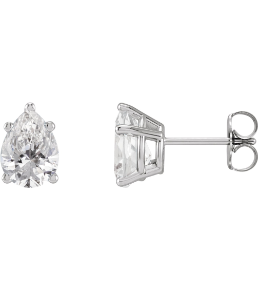 87507 Earring Set Natural Diamond Pear 6 X 4 Mm Sterling Silver Pair Friction Backs Included Polished 58 Ctw Natural Diamond Tapered Basket Earrings
