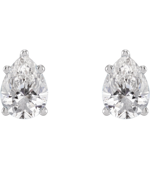 87507 Earring Set Natural Diamond Pear 6 X 4 Mm Sterling Silver Pair Friction Backs Included Polished 58 Ctw Natural Diamond Tapered Basket Earrings