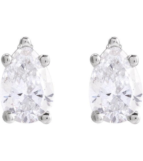 87507 Earring Set Lab-Grown Diamond Pear 5 X 3 Mm 14K White Pair Friction Backs Included Polished 38 Ctw Lab Grown Diamond Tapered Basket Earrings