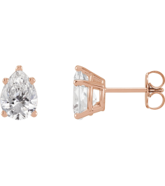 87507 Earring Set Lab-Grown Diamond Pear 7 X 5 Mm 14K Rose Pair Friction Backs Included Polished 1 Ctw Lab Grown Diamond Tapered Basket Earrings