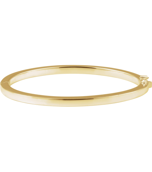 Brc988 14K Yellow 4 Mm 7 In Polished Square Tube Hinged Bangle Bracelet