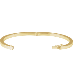 Brc988 14K Yellow 4 Mm 7 In Polished Square Tube Hinged Bangle Bracelet