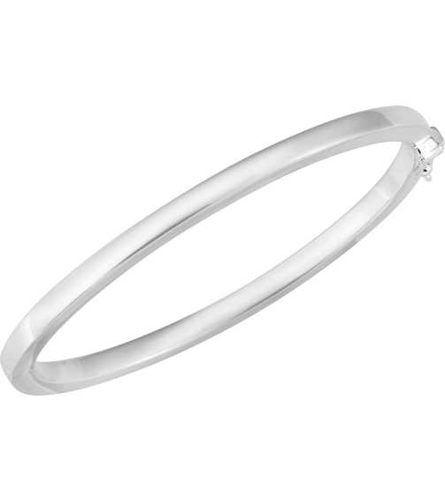 Brc988 Sterling Silver 4 Mm 7 In Polished Square Tube Hinged Bangle Bracelet