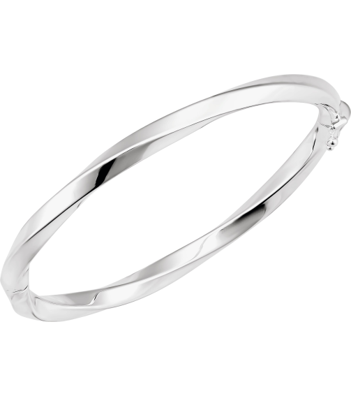 Brc989 Sterling Silver 4 Mm 7 In Polished Twisted Hinged Bangle Bracelet