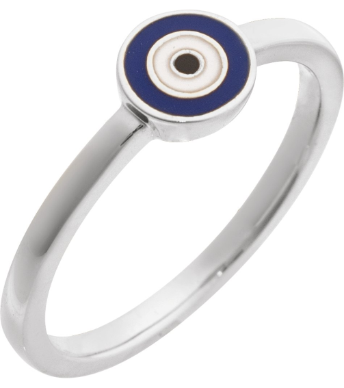 R50075 Ring 14K White Polished Evil Eye Ring