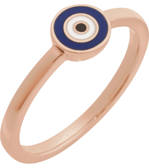 R50075 Ring 14K Rose Polished Evil Eye Ring