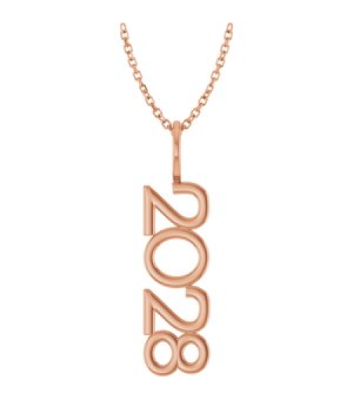 87773 Necklace 14K Rose 2028 30.3 X 8 Mm 16-18 In Polished 2028 Necklace