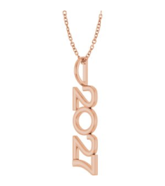 87773 Necklace 14K Rose 2027 30 X 8 Mm 16-18 In Polished 2027 Necklace