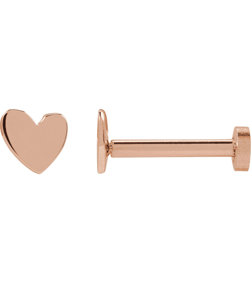 88158 Earring 14K Rose 4 X 4 Mm Right Press Fit Back Included 6 Mm Polished Assymetrical Heart Earring With Press Fit Post And Back