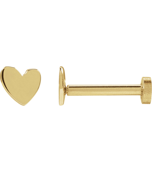 88158 Earring 14K Yellow 4 X 4 Mm Pair Press Fit Back Included 6 Mm Polished Assymetrical Heart Earrings With Press Fit Posts And Backs