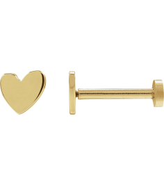 88158 Earring 14K Yellow 4 X 4 Mm Left Press Fit Back Included 6 Mm Polished Assymetrical Heart Earring With Press Fit Post And Back