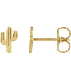 88656 Earring 14K Yellow 6.9 X 4.6 Mm Left Friction Back Included Polished Cactus Earring