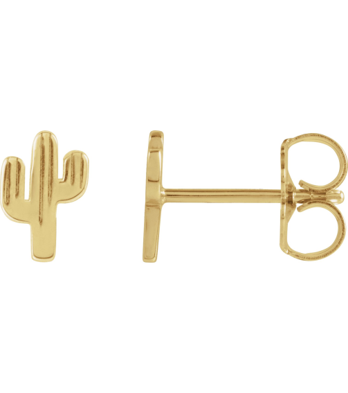 88656 Earring 14K Yellow 6.9 X 4.6 Mm Left Friction Back Included Polished Cactus Earring
