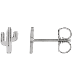 88656 Earring Sterling Silver 6.9 X 4.6 Mm Left Friction Back Included Polished Cactus Earring
