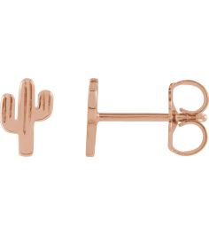 88656 Earring 14K Rose 6.9 X 4.6 Mm Left Friction Back Included Polished Cactus Earring
