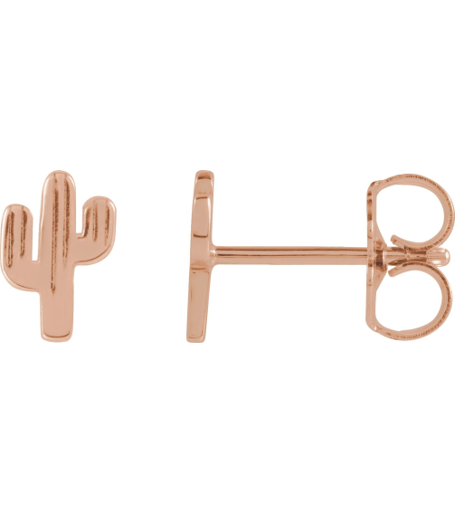 88656 Earring 14K Rose 6.9 X 4.6 Mm Left Friction Back Included Polished Cactus Earring
