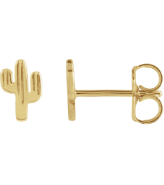 88656 Earring 14K Yellow 6.9 X 4.6 Mm Right Friction Back Included Polished Cactus Earring