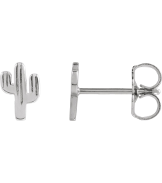 88656 Earring Platinum 6.9 X 4.6 Mm Pair Friction Backs Included Polished Cactus Earrings