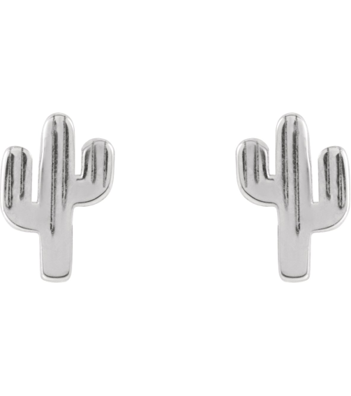 88656 Earring Platinum 6.9 X 4.6 Mm Pair Friction Backs Included Polished Cactus Earrings