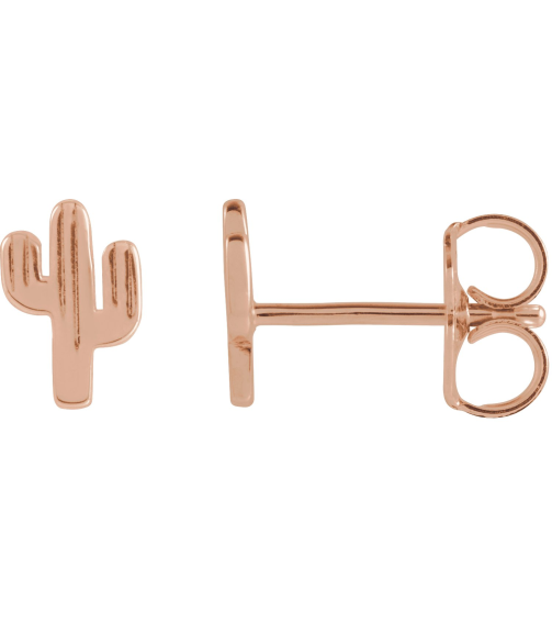 88656 Earring 14K Rose 6.9 X 4.6 Mm Right Friction Back Included Polished Cactus Earring