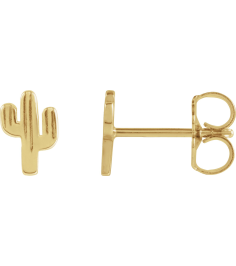 88656 Earring 14K Yellow 6.9 X 4.6 Mm Pair Friction Backs Included Polished Cactus Earrings