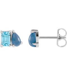88705 Earring Set Natural Sky Blue Topaz Emerald 5 X 3 Mm Sterling Silver Natural London Blue Topaz Pair Friction Backs Included Polished Natural Sky Blue Topaz And Natural London Blue Topaz Stud Earrings