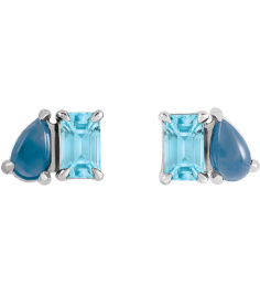 88705 Earring Set Natural Sky Blue Topaz Emerald 5 X 3 Mm Platinum Natural London Blue Topaz Pair Friction Backs Included Polished Natural Sky Blue Topaz And Natural London Blue Topaz Stud Earrings