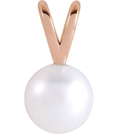 88745 Pendant Set 14K Rose Pearl Cultured White Akoya Pearl 8 Mm Polished Cultured White Akoya Pearl Pendant