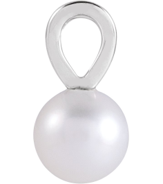 88745 Pendant Set Platinum Pearl Cultured White Akoya Pearl 8 Mm Polished Cultured White Akoya Pearl Pendant