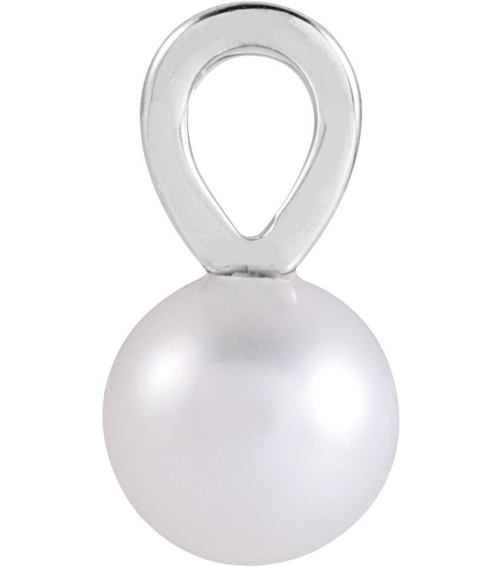 88745 Pendant Set Platinum Pearl Cultured White Akoya Pearl 8 Mm Polished Cultured White Akoya Pearl Pendant