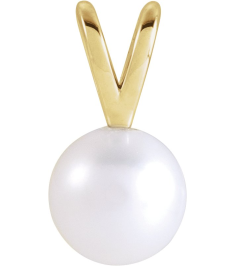 88745 Pendant Set 14K Yellow Pearl Cultured White Akoya Pearl 8 Mm Polished Cultured White Akoya Pearl Pendant