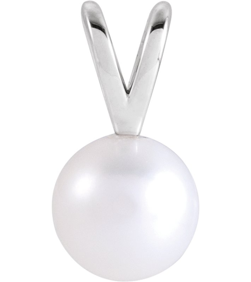 88745 Pendant Set 14K White Pearl Cultured White Akoya Pearl 4 Mm Polished Cultured White Akoya Pearl Pendant