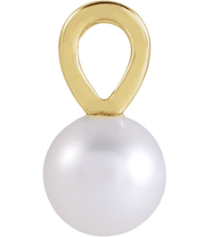 88745 Pendant Set 14K Yellow Pearl Cultured White Akoya Pearl 4 Mm Polished Cultured White Akoya Pearl Pendant