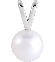 88745 Pendant Set 14K White Pearl Cultured White Akoya Pearl 6 Mm Polished Cultured White Akoya Pearl Pendant