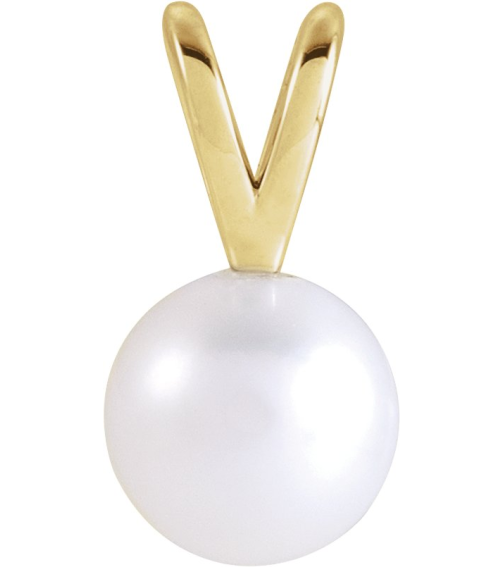88745 Pendant Set 14K Yellow Pearl Cultured White Akoya Pearl 6 Mm Polished Cultured White Akoya Pearl Pendant