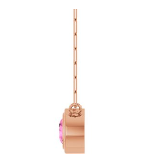 88688 Necklace Set 14K Rose Round Natural Pink Sapphire 5 Mm 18 In Polished Natural Pink Sapphire Bezel-Set Necklace